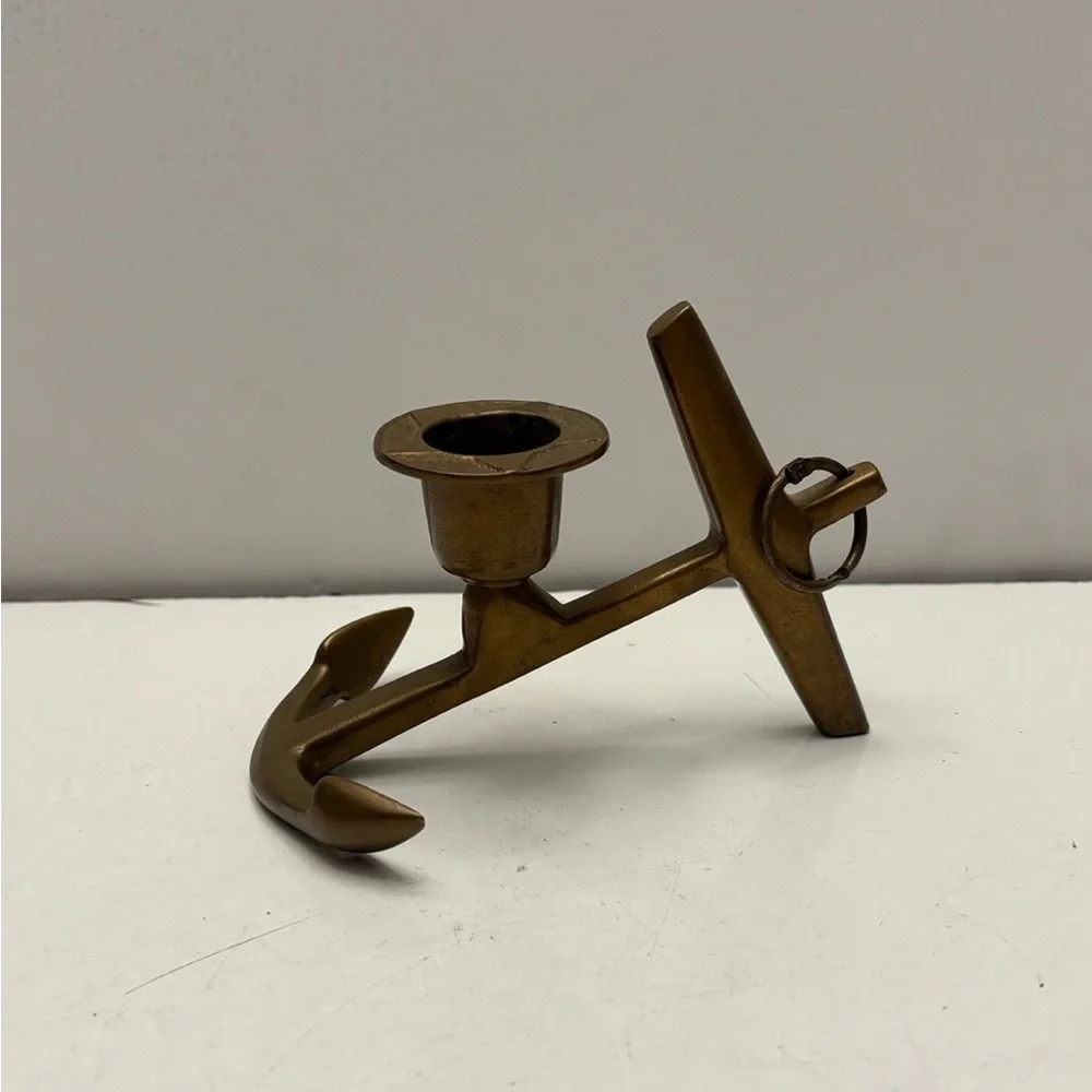 Nautical ANCHOR Maritime Ship Candle Stick Holder Art solid brass vintage
